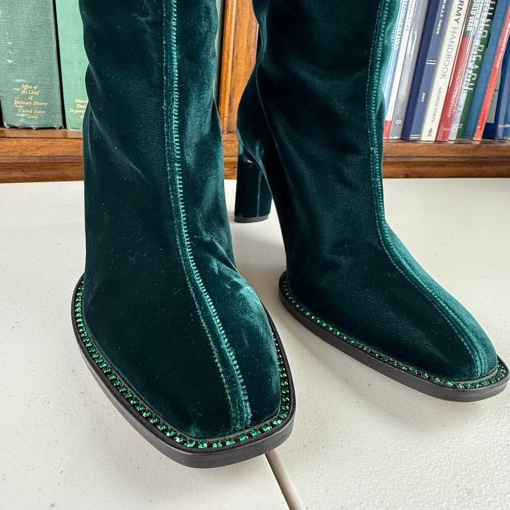 NWOT Tamara Mellon Eclipse 75 Velvet Over The Knee Square Toe 39 or 8-8.5 Boot - Picture 2 of 9